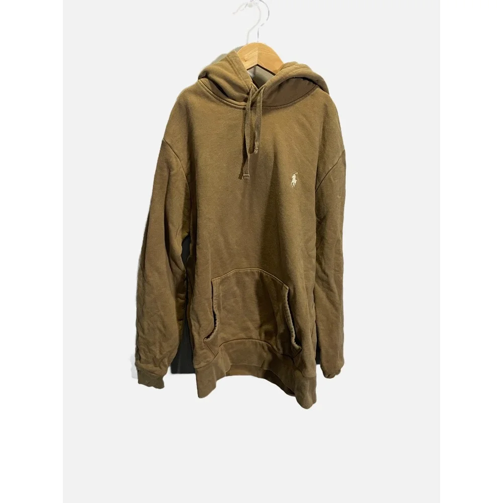 Polo Ralph Lauren Hoodie Mens Small Brown Pony Logo Pullover Sweatshirt Classic